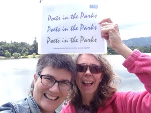 Vasona lake selfie with flag